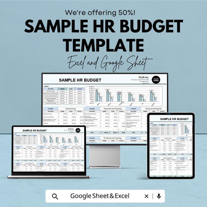 Sample HR Budget Template | Human Resources Budget Planner | HR Cost Tracking Spreadsheet | Excel & Google Sheets | HR Financial Planning