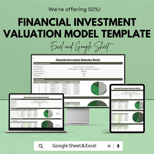 Financial Investment Valuation Model Template | Discounted Cash Flow DCF Model, Asset Valuation Tool, ROI Analysis Template