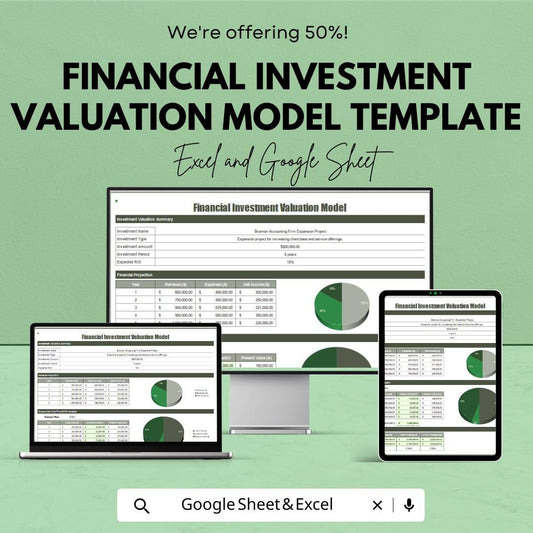 Financial Investment Valuation Model Template | Discounted Cash Flow DCF Model, Asset Valuation Tool, ROI Analysis Template