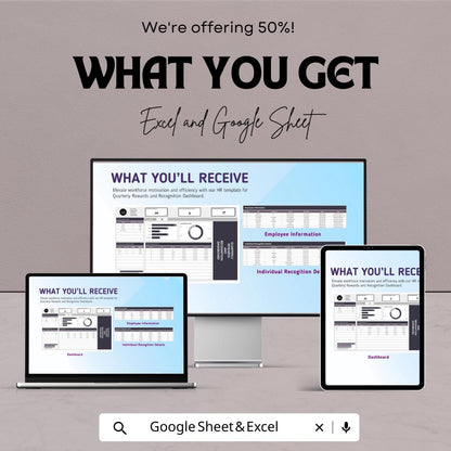 HR Reward & Recognition Dashboard | Quarterly Employee Tracker | Excel and Google Sheets | Motivation and KPI Dashboard | Instant Download