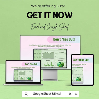 Small Business Dashboard Template | Financial, Sales, and Performance Tracker | Excel & Google Sheets