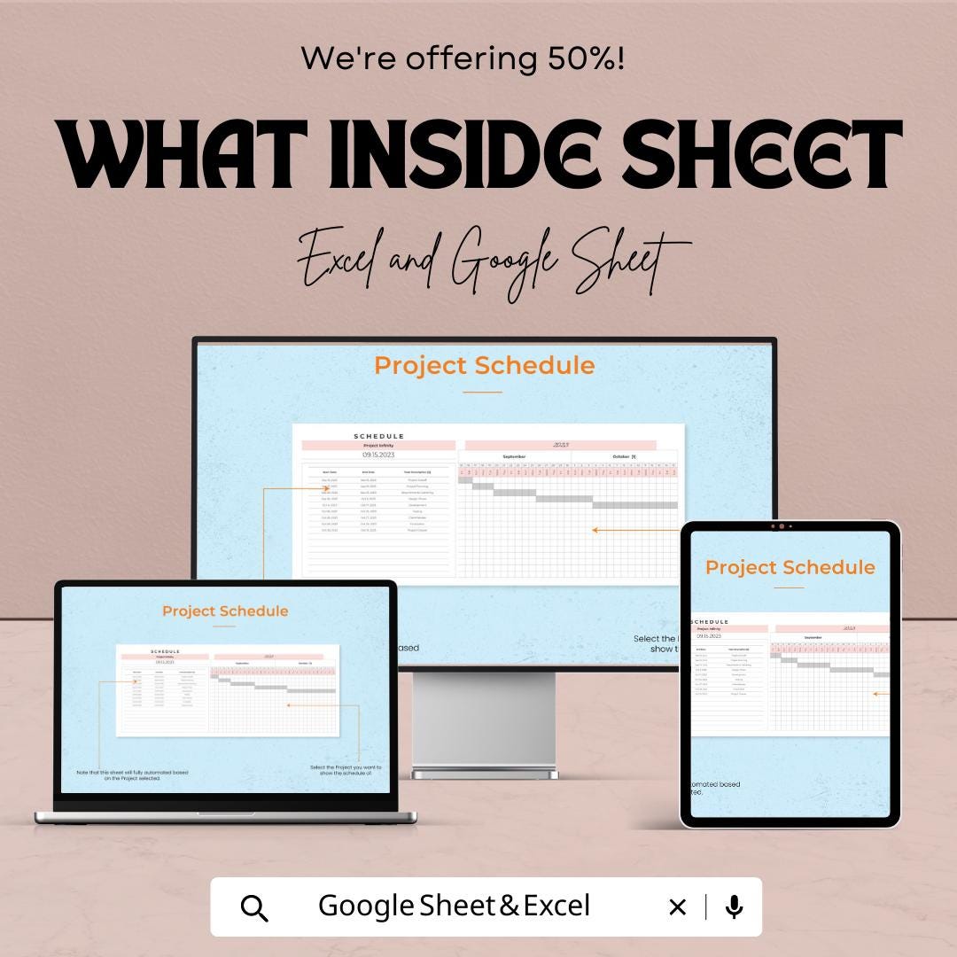 Project Schedule Template | Excel and Google Sheets Project Timeline Planner | Task & Deadline Tracker | Project Management Spreadsheet