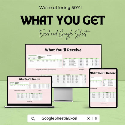 Property Inventory Spreadsheet Template | Asset Tracking Inventory Sheet | Excel & Google Sheets