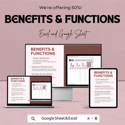 Email Marketing Open Rate and CTR Tracker Template | Email KPIs Dashboard | Click Through Rate Tracking Sheet