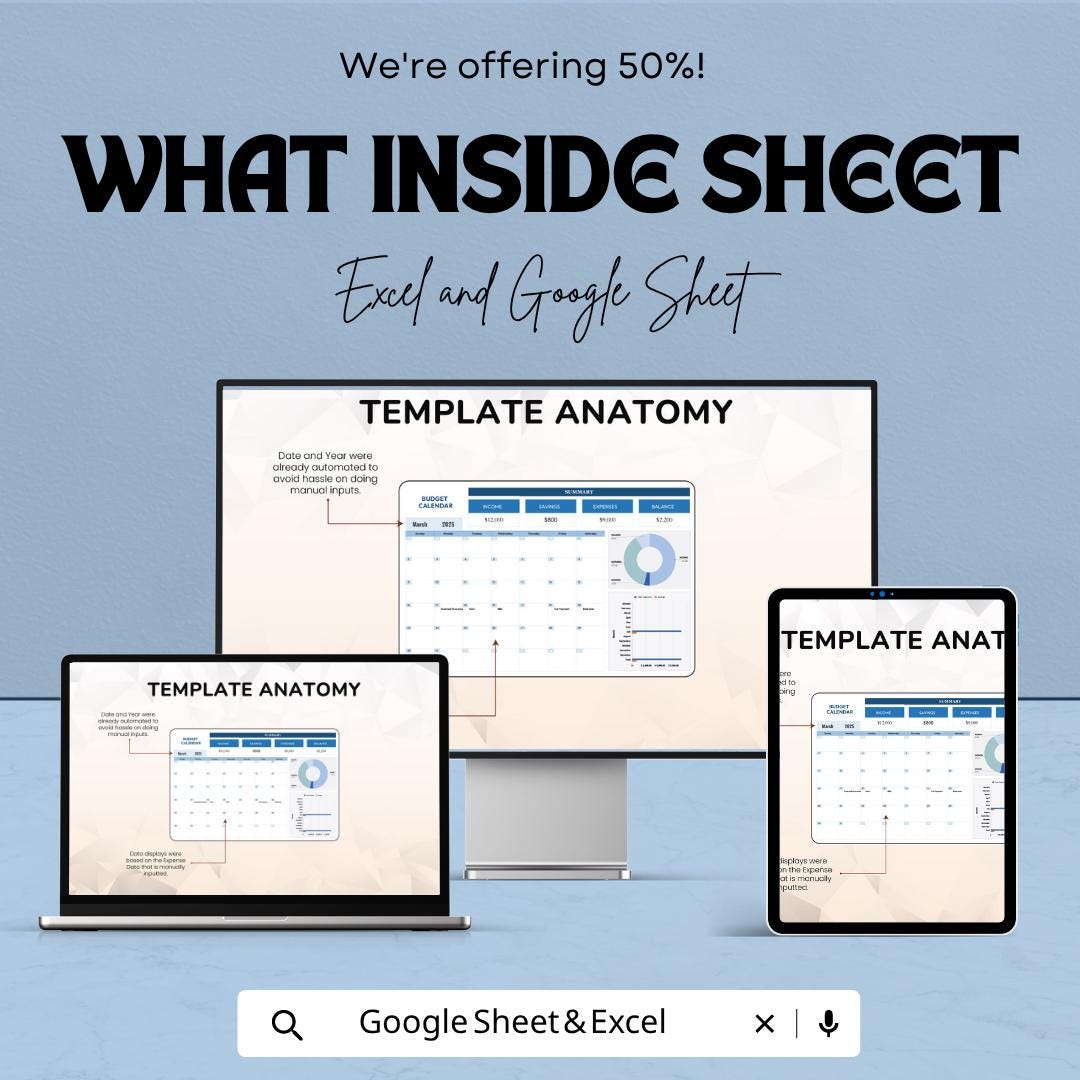 Budget Calendar Template | Monthly Budget Calendar Spreadsheet | Expense Planner Excel & Google Sheets | Bill Payment Calendar |