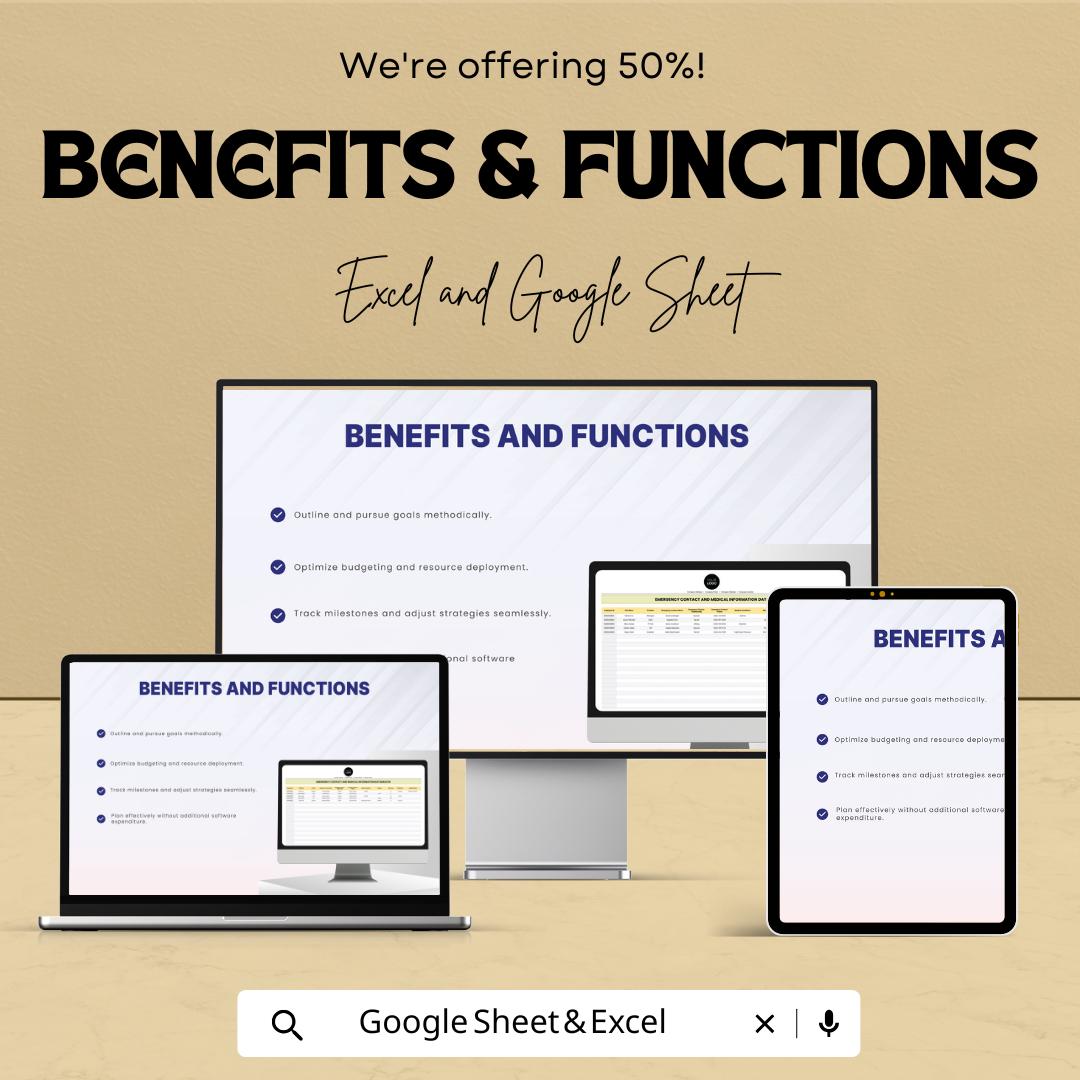 Emergency Contact and Medical Information Database HR Template | Employee Emergency Records | Excel and Google Sheets