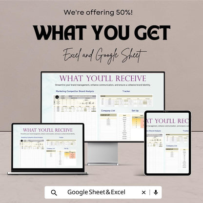 Marketing Competitor Brand Analysis Sheet – Excel & Google Sheets Template for Tracking Competitor Performance and Brand Metrics