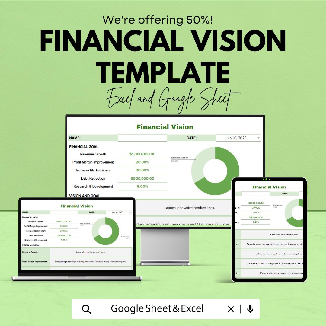 Financial Vision Template | Business Goal Planning Sheet | Strategic Planning Template |  Vision Planner | Business Growth Roadmap