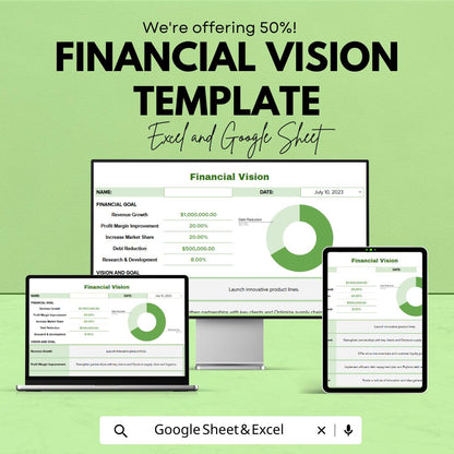 Financial Vision Template | Business Goal Planning Sheet | Strategic Planning Template |  Vision Planner | Business Growth Roadmap