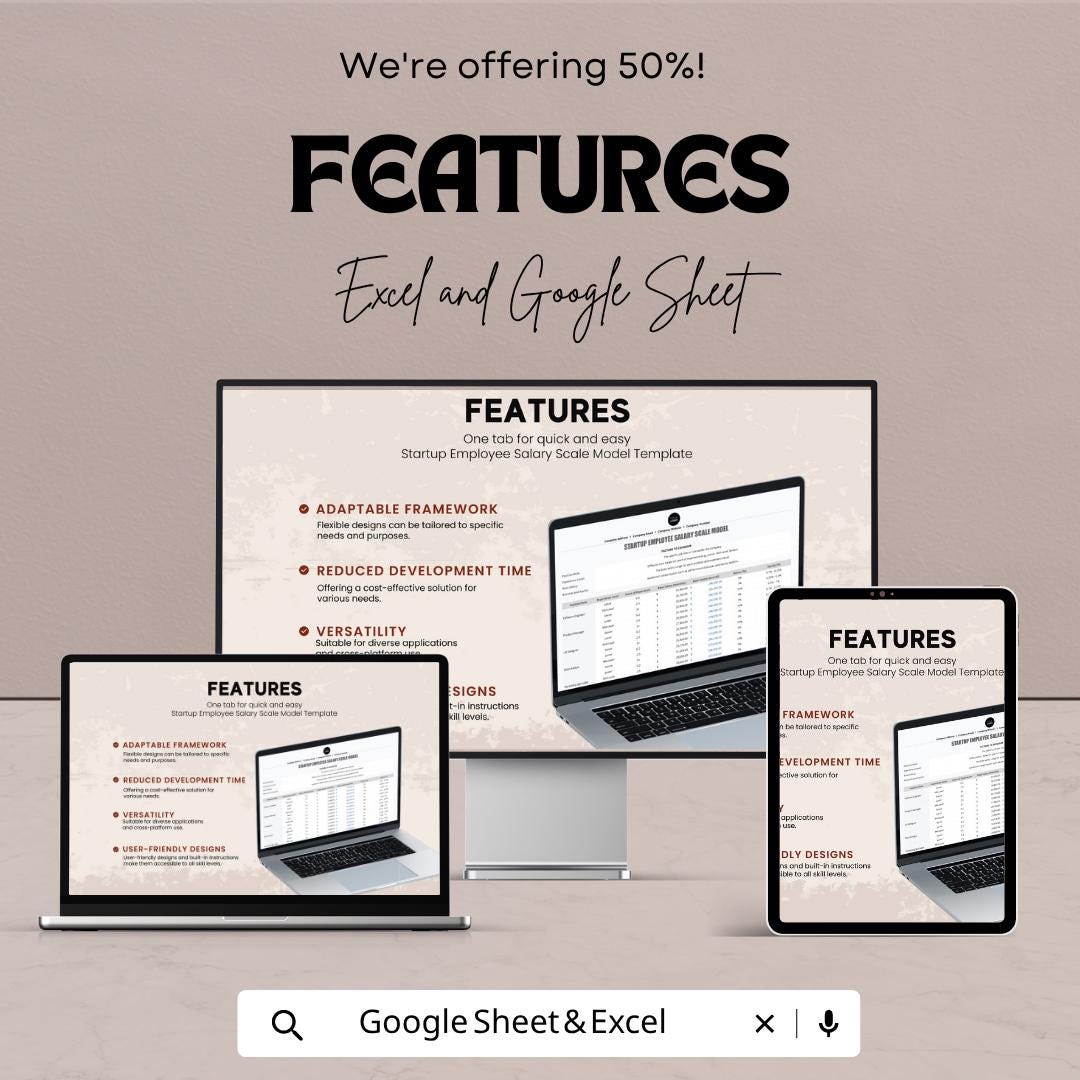 Startup Salary Scale Template | Employee Compensation Model | Salary Structure Spreadsheet | Payroll Planning Tool