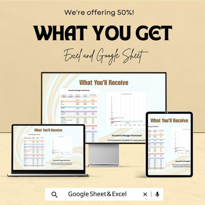 Household Budget Worksheet | Google Sheets Template | Family Budget Planner | Personal Finance Tracker | Budget Management Spreadsheet