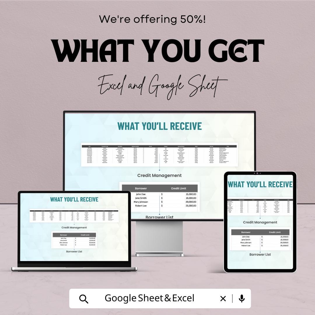 Finance Credit Management Dashboard - Excel & Google Sheets Template for Credit Health Tracking and Financial Control