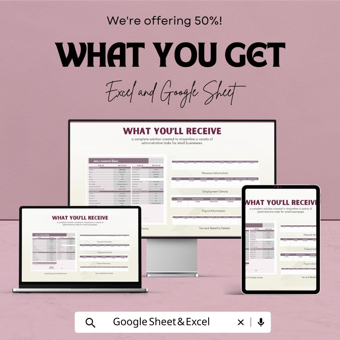 Small Business Printable Forms Template | Business Forms Bundle | Small Business Worksheets | Printable Office Forms