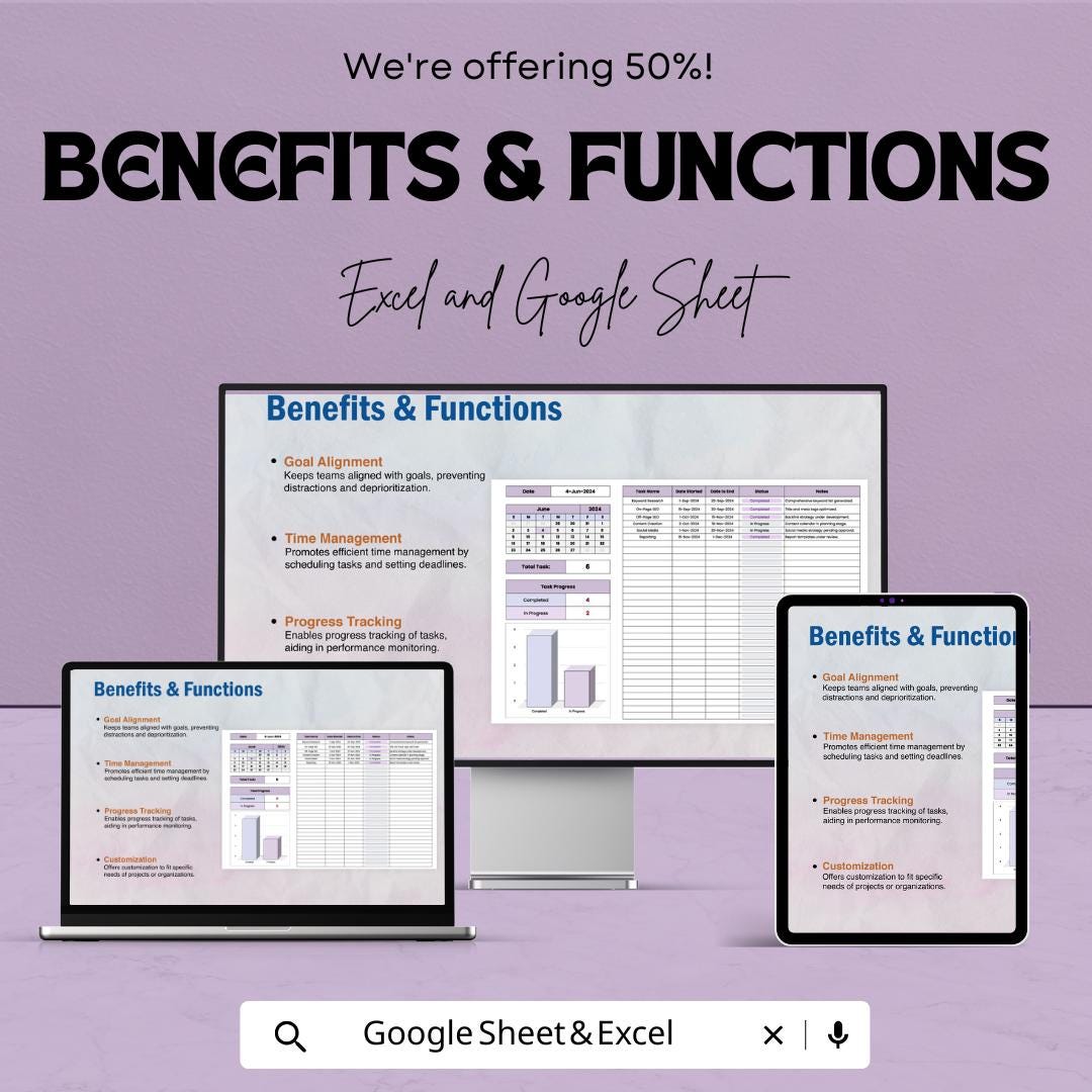 Task Tracker Sheet for Excel and Google Sheets | Project Organizer | Team & Personal Task Management | Digital Planner