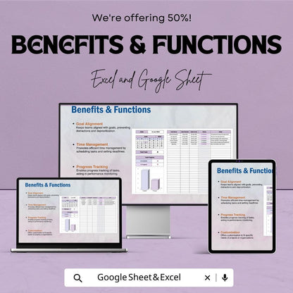 Task Tracker Sheet for Excel and Google Sheets | Project Organizer | Team & Personal Task Management | Digital Planner