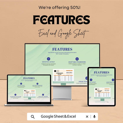 Marketing Promotion ROI Tracker Template | Marketing ROI Spreadsheet | Campaign Performance Tracker | Google Sheets ROI Tracking Tool