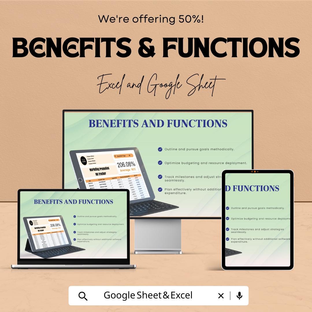 Marketing Promotion ROI Tracker Template | Marketing ROI Spreadsheet | Campaign Performance Tracker | Google Sheets ROI Tracking Tool