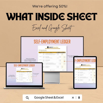Self Employment Ledger Template | Small Business Bookkeeping Spreadsheet | Income Expense Tracker | Business Accounting Ledger
