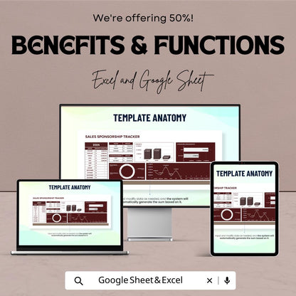 Sales Sponsorship Tracker Template | Excel and Google Sheets Sponsorship Management Dashboard | Revenue & Sales Tracker