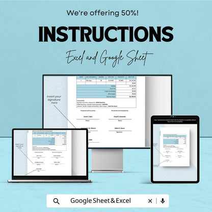 Simple Work From Home Quotation Sheet | Excel and Google Sheets Template | Customizable & Professional | Instant Download