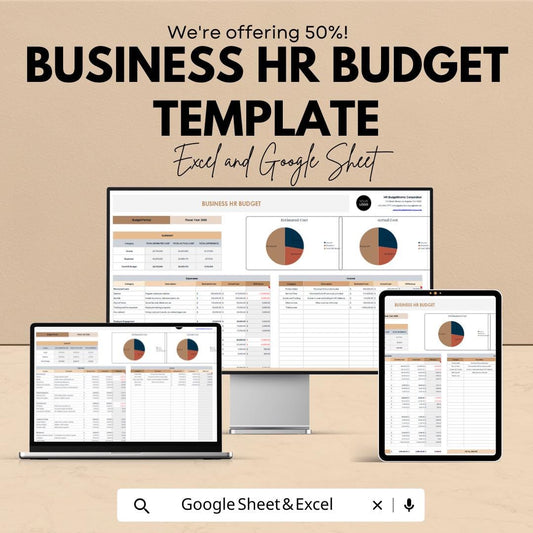 Business HR Budget Template | HR Budget Spreadsheet | Hr Expense Tracker | Business Budget Planner | HR Financial Planning Sheet
