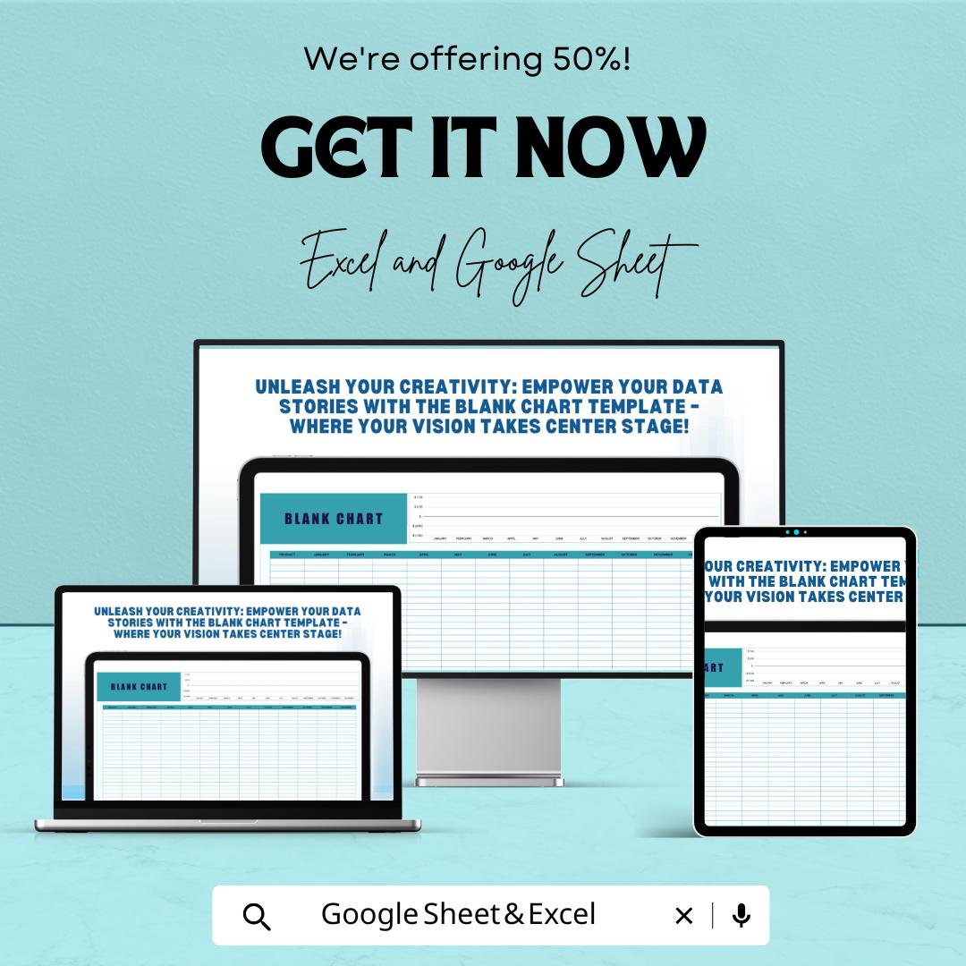 Blank Chart Template | Editable Excel & Google Sheet Chart | Customizable Data Tracking Spreadsheet | Printable Planner Sheet