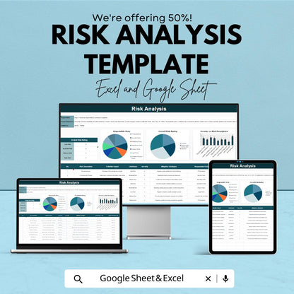 Risk Analysis Template | Excel & Google Sheets Risk Management Dashboard | Business Risk Assessment Tool | Project Risk Tracker Spreadsheet
