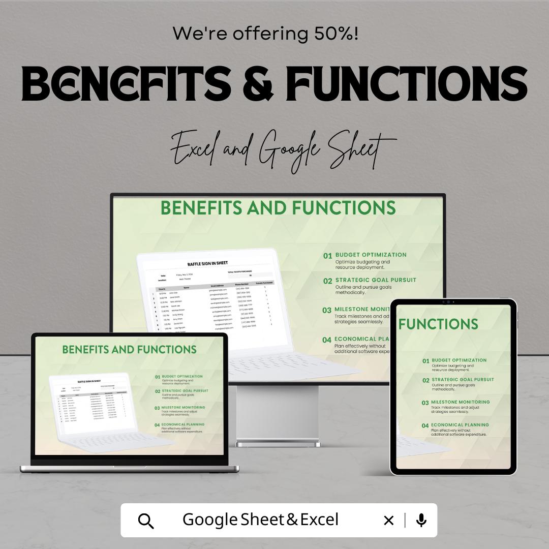 Raffle Sign in Sheet | Excel & Google Sheet Template | Event Registration | Ticket Purchase Tracker | Customizable Sign-Up Form