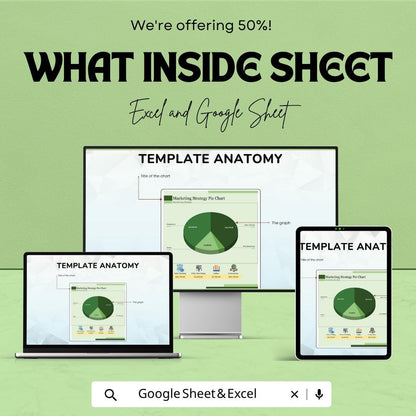 Marketing Strategy Pie Chart Template | Marketing Analytics Spreadsheet | Business Strategy Dashboard | Excel & Google Sheets |