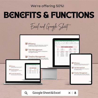 Event Planning Schedule Template | Event Planner Spreadsheet | Event Checklist & Timeline | Party Wedding Planner