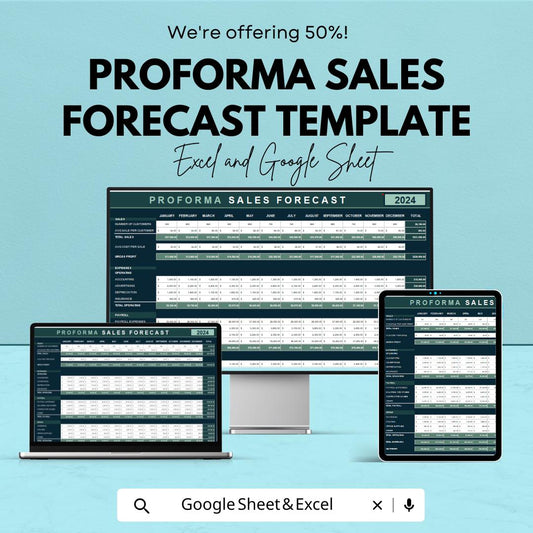 Proforma Sales Forecast Template | Revenue Projection Spreadsheet | Sales Budget Planner | Financial Forecasting Tool