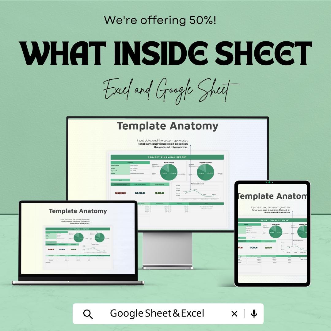 Project Financial Report Sheet for Budget Tracking and Expense Management | Excel and Google Sheets | Financial Dashboard Template