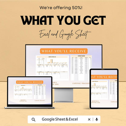 Monthly Expense Log Sheet - Excel & Google Sheets Budget Tracker for Personal Finance, Monthly Budget Tracker, Expense Management