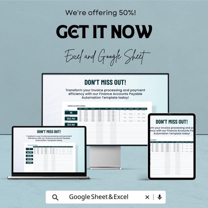 Finance Accounts Payable Automation Template | Invoice Tracking Spreadsheet | Vendor Management Template | Payment Schedule Sheet