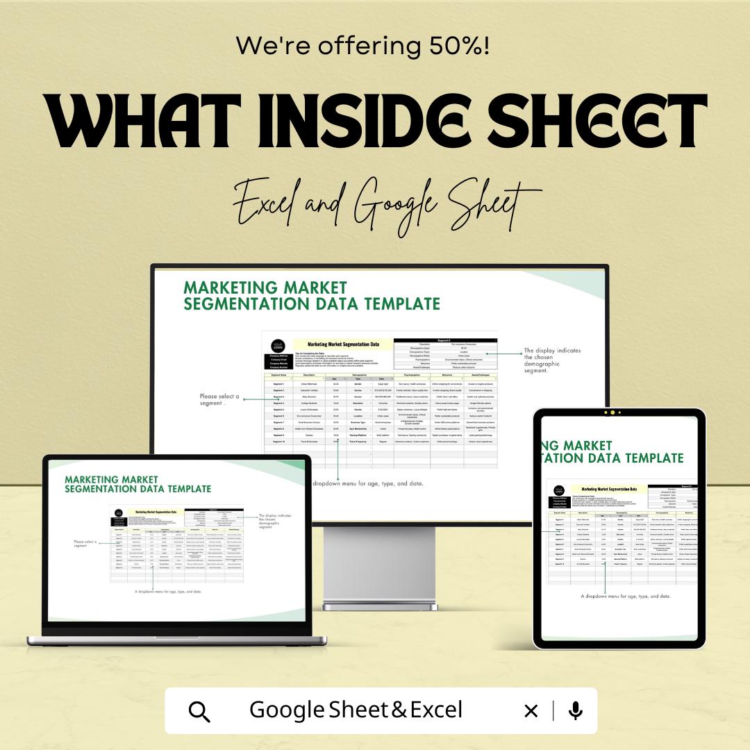 Marketing Market Segmentation Data Template | Customer Segmentation Spreadsheet | Audience Profiling Template | Excel Market Segmentation