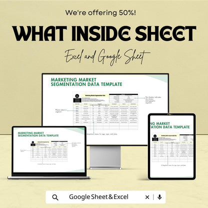Marketing Market Segmentation Data Template | Customer Segmentation Spreadsheet | Audience Profiling Template | Excel Market Segmentation