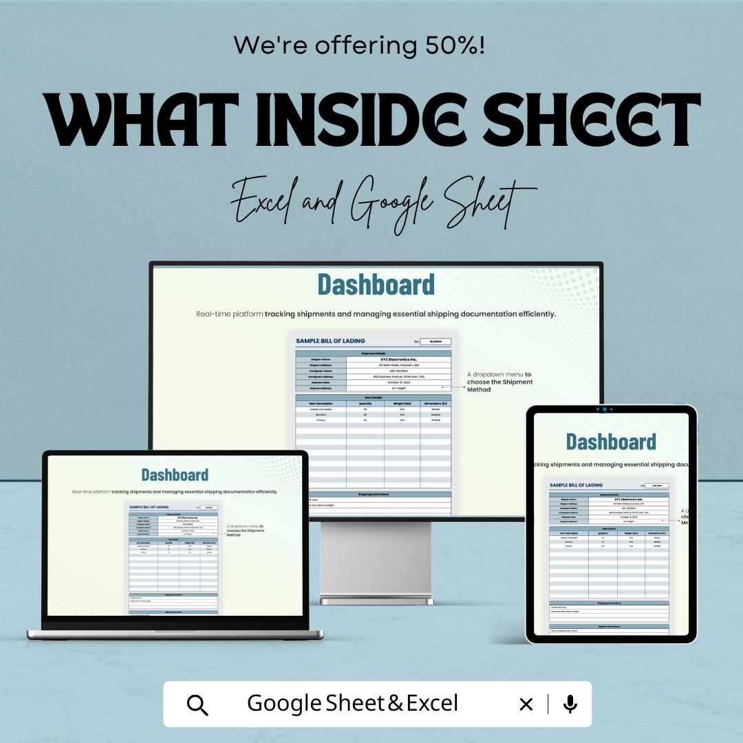 Sample Bill of Lading Sheet - Editable Excel & Google Sheets Template for Shipping and Logistics