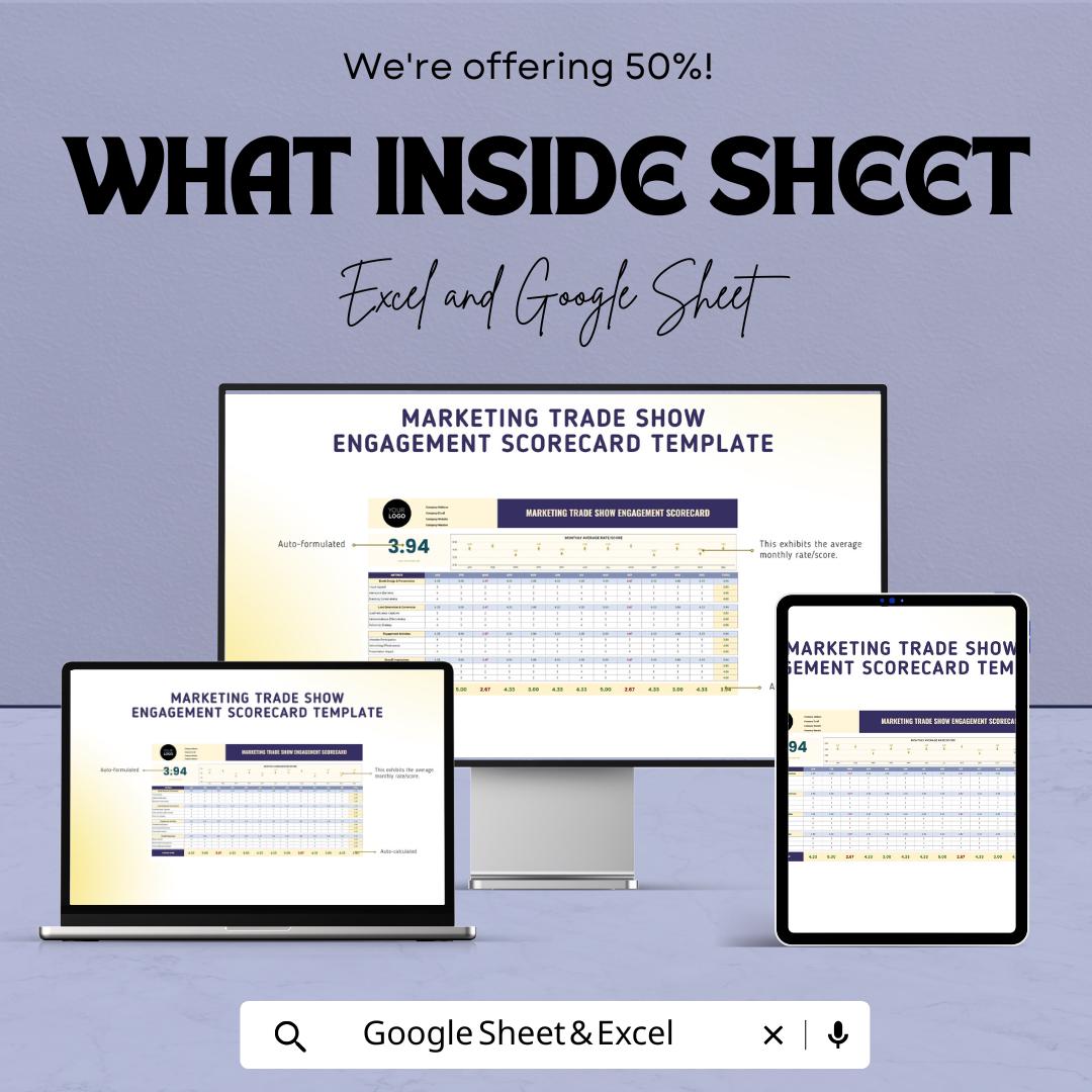 Marketing Trade Show Engagement Scorecard Template | Excel & Google Sheets | Trade Show Metrics Tracker | Booth Engagement Analysis |