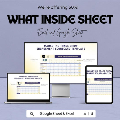 Marketing Trade Show Engagement Scorecard Template | Excel & Google Sheets | Trade Show Metrics Tracker | Booth Engagement Analysis |