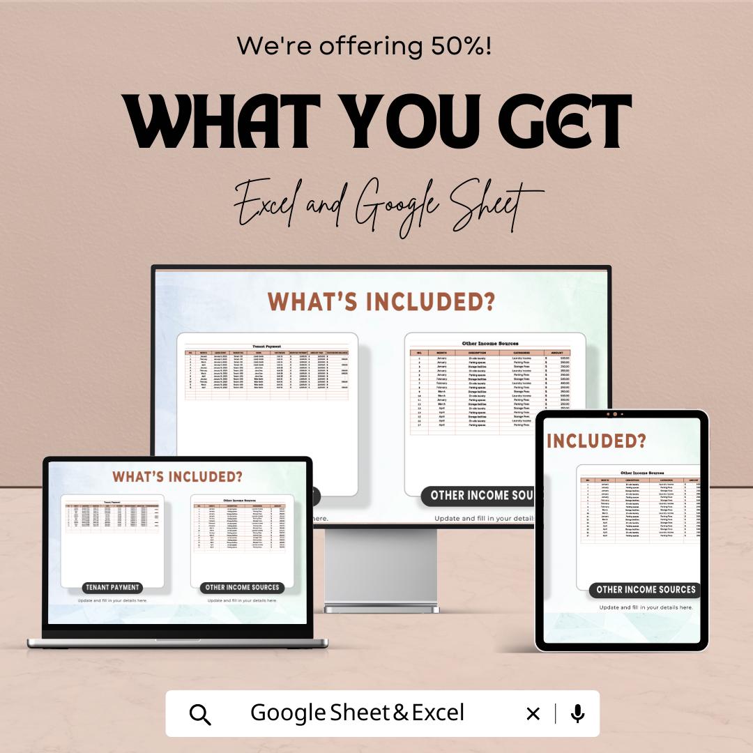 Rental Property Income and Expense Template, Real Estate Cash Flow Tracker, Landlord Spreadsheet, Rental Budget Planner, Excel Google Sheets