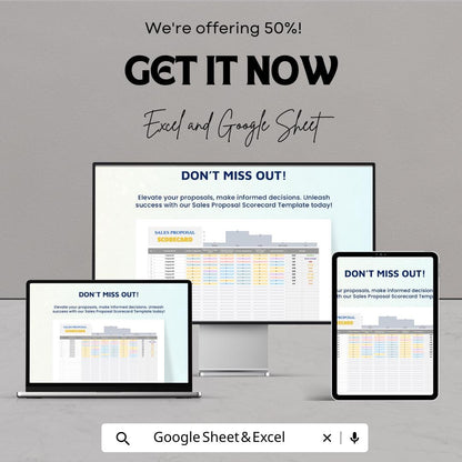 Sales Proposal Scorecard Template | Excel & Google Sheets | Proposal Evaluation Form | Sales Tracker | Weighted Scoring Sheet