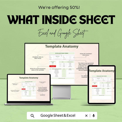 Evaluation Form Sheet - Customizable Excel & Google Sheet Template for Performance Assessment
