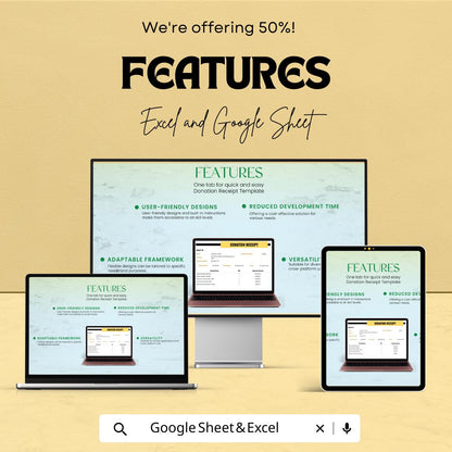 Donation Receipt Template Sheet | Excel & Google Sheet | Tax-Deductible Donation Tracker | Customizable Donation Receipt