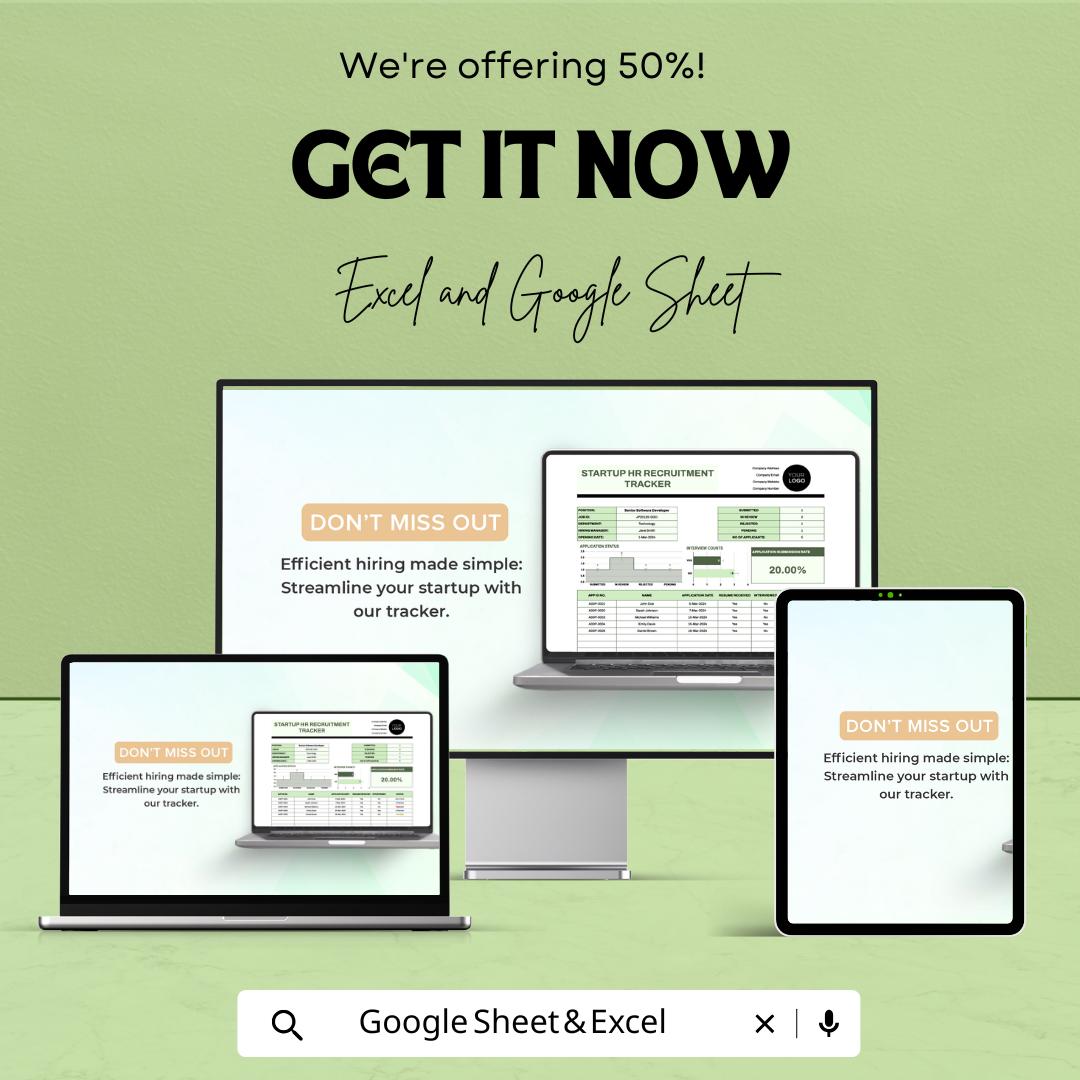 Startup HR Recruitment Tracker Template | Excel & Google Sheets Hiring Dashboard | Applicant Management Spreadsheet | HR Recruitment Tracker