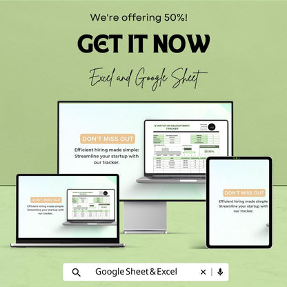 Startup HR Recruitment Tracker Template | Excel & Google Sheets Hiring Dashboard | Applicant Management Spreadsheet | HR Recruitment Tracker