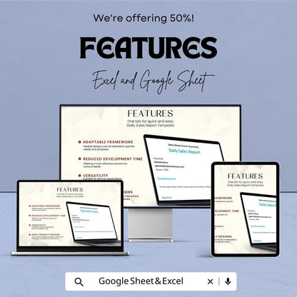Daily Sales Report Template | Excel & Google Sheets | Business Sales Tracker | Printable Sales Log | Store Sales Summary Spreadsheet
