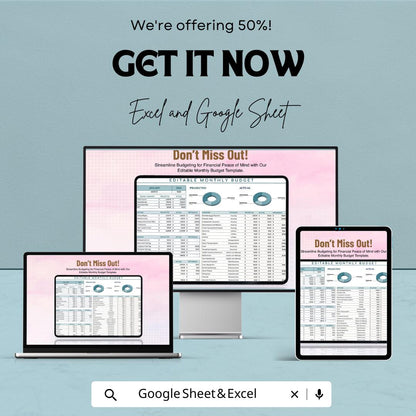 Editable Monthly Budget Template | Excel & Google Sheets Budget Planner | Income Expense Tracker | Personal Finance Spreadsheet