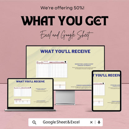 Marketing Launch Event Vendor Payments Template | Vendor Payment Tracker | Event Budget Tracker | Vendor Management Log