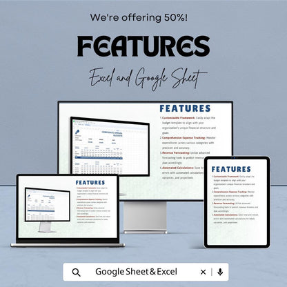 Corporate Annual Budget Template | Business Budget Spreadsheet | Financial Planning Template | Company Expense Tracker