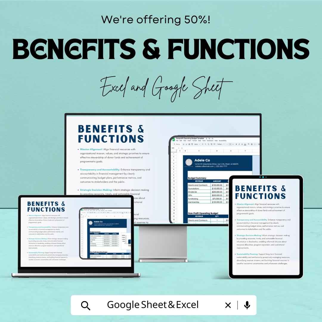 Nonprofit Operating Budget Sheet | Excel & Google Sheets | Editable Financial Template | Budget Tracker for Nonprofits